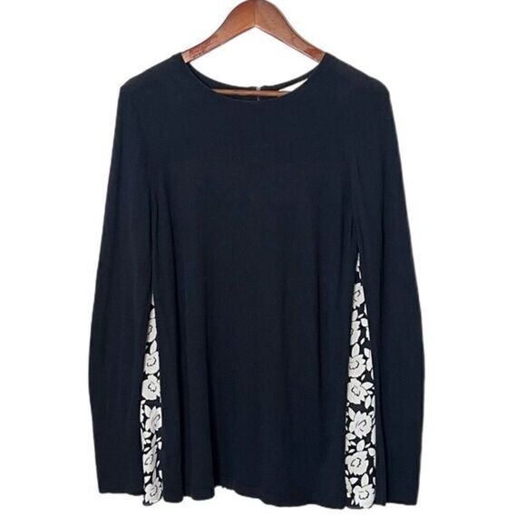 LOFT Sweaters - Loft Navy White Silk Blend Sweater with Floral Back
